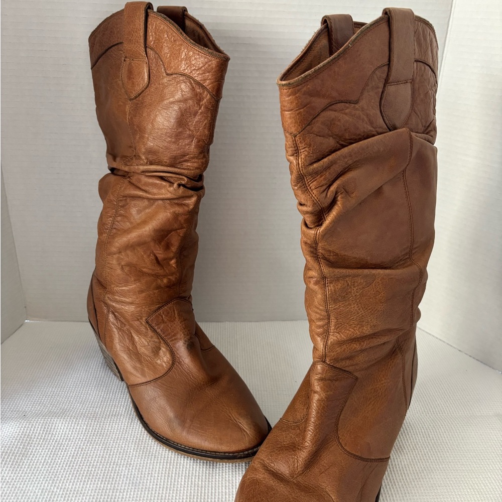 Steve Madden Brown Slouchy Mid-Calf Leather Boots